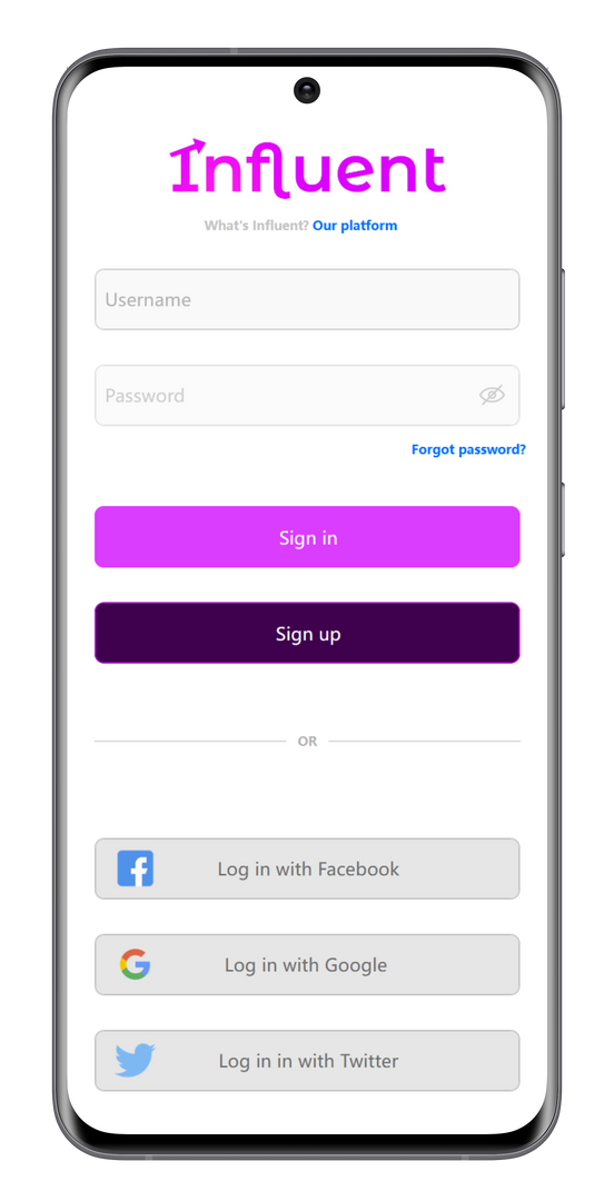 sing up page with multiple login options